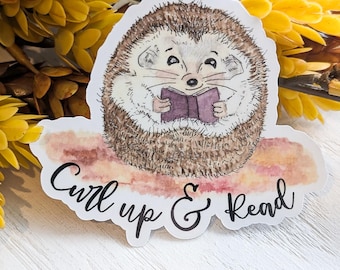 Hedgehog "Curl Up & Read" Sticker (Waterproof)