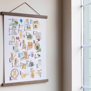 Winnie-The-Pooh Watercolor Alphabet Child&#39;s Nursery Room Poster Wall Hanging (A. A. Milne)