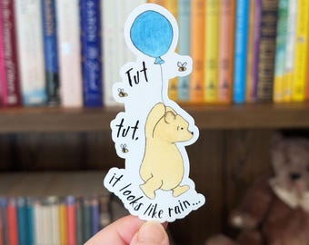 Pegatina de Winnie the Pooh "Tut tut, parece que va a llover" (Impermeable)