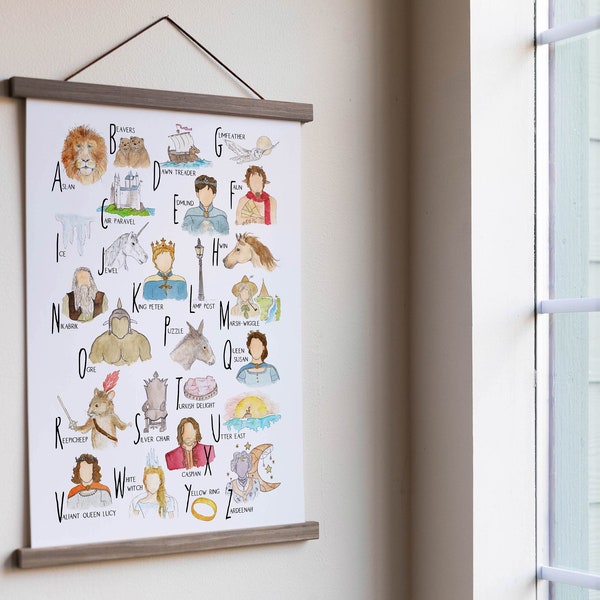 Chronicles of Narnia A-Z Watercolor Poster