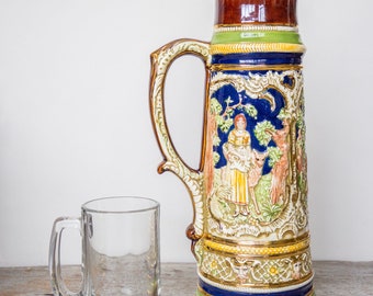 Hand Painted Ceramic Extra Tall Large German Beer Stein!