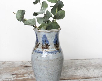 Hand Thrown Farmhouse Style Stoneware Pottery Vase by Janet Pashin Lead Free