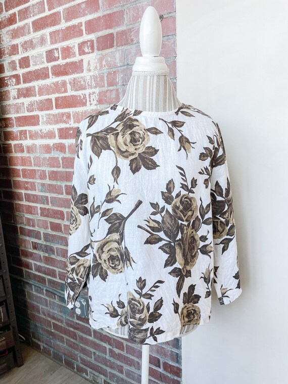 CARMELLA FLORAL LINEN TOP