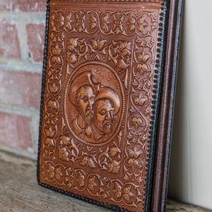 Vintage Filigree Tooled Leather Notebook Note Pad Desk Journal