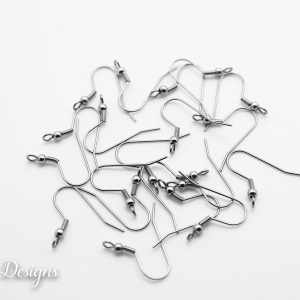 Ear Wires, Surgical Steel, Earrings Findings, 90 degree angle Findings, Hook Wire, DIY