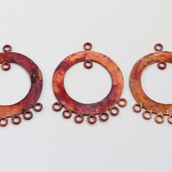 Chandelier Copper Pendant, Circle Pendant, Handmade Copper, Geometric,  Assorted Shapes, Red,  DIY, BS605
