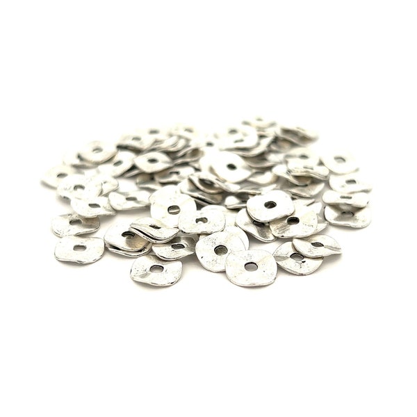 Textured Washer Pewter Bead, Wavy Small Spacer Bead, Copper Colored Pewter, Large Spacer, Wholesale Lot, Small Hole, Metal Alloy Beads