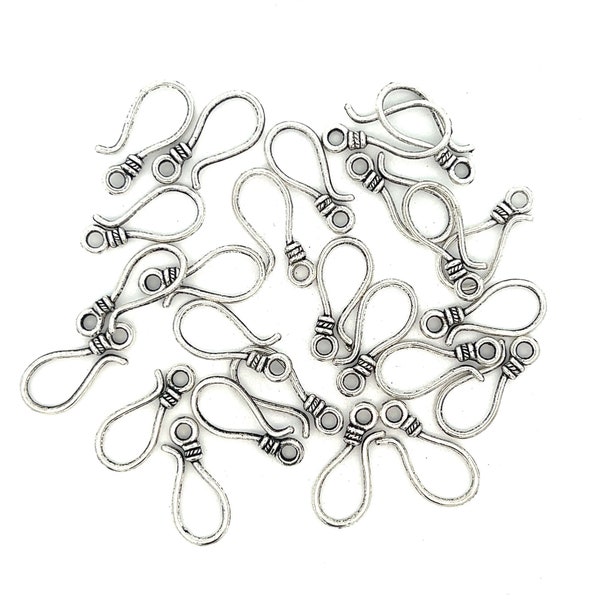 Shepards Hook Pewter Bead, Silver Hook, Wholesale Lot, Large Hook Shaped Connector, Two-Sided Connector, Metal Alloy Beads, DIY, Crafts