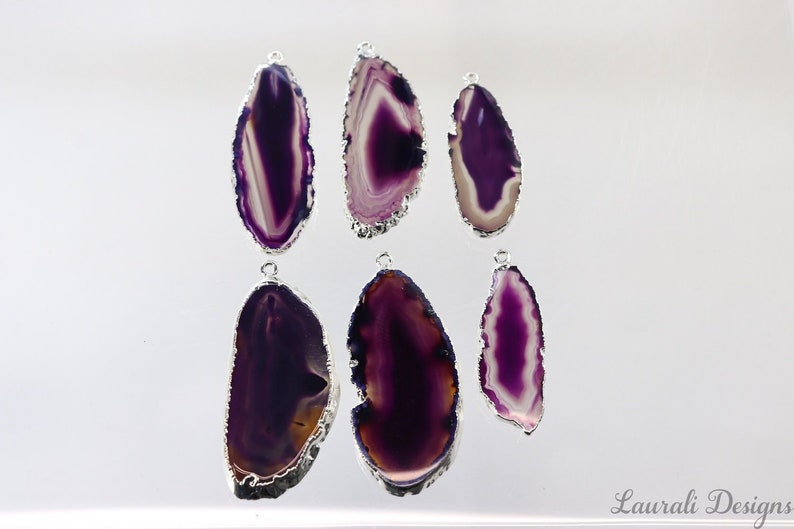BoHo Agate Slice Druzy Agate Slice Pendant Silver Purple Agate Pendant Agate Slice Wholesale BS777 Crystal Pendant