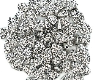 Triangle Pewter Coin Bead, Spacer Bead, Clover Design Wholesale Lot, Three Sided Metal Alloy Beads