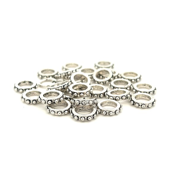 Bump Texture Pewter Bead, Spacer Bead, Wholesale Lot, Large Spacer, Circular Metal Alloy Beads