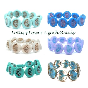 Lotus Flower Czech Glass Beads, Pastel Beads, Water Lily, Pond Flower Beads, Matte finish DIY