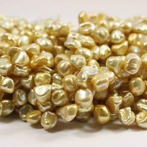 Keshi Pearls, Yellow Pearls, Pearls, Freshwater Pearls, Multi Strands, Golden Pearls, Dyed Pearls, BS8