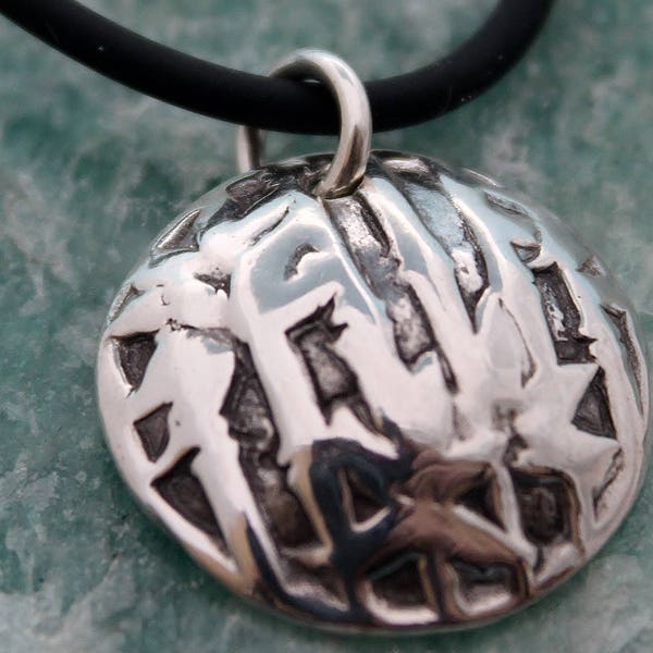 silver bamboo pendant / silver bamboo necklace /  round pendant / fine silver pmc / handmade
