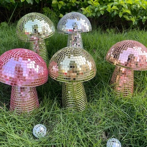 Snelle verzending|Modieuze paddestoel- en discofoto's voor je volgende feest. Champignons in verschillende kleuren
