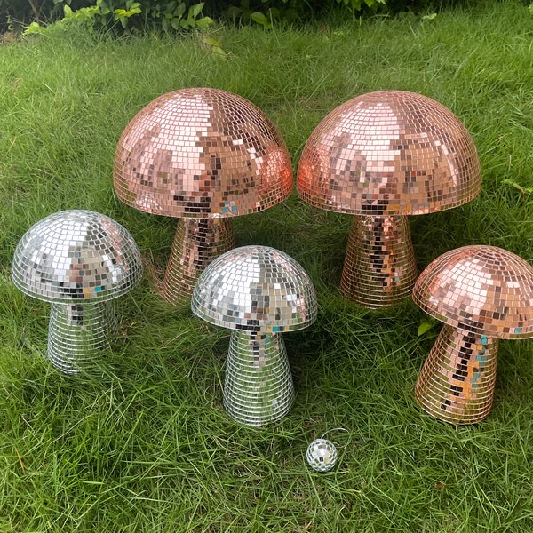 Latest style mirror glass brick mushroom disco ball living room decoration, rose gold disco ball