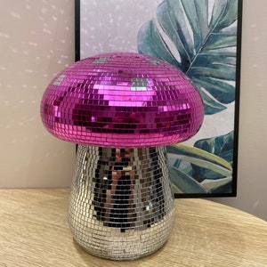 Pink and silver combination mushroom disco mushroom, pink disco mushroom, pink funky ornament