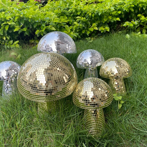 Fast delivery|Mirrored glass brick mushroom disco ball living room decoration, golden mushrooms