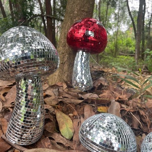 Christmas | Glass Block Mushroom Disco Ball for Living Room Decoration, Red Mushroom