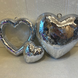 Love Hearts|Mirrored Glass Tile Mushroom Disco Hearts|Wedding Gifts|Party
