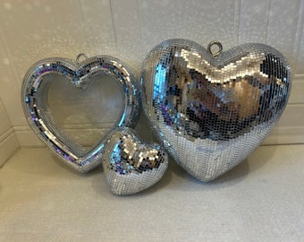 Corazones de amor|Corazones de discoteca de hongos de azulejos de vidrio espejados|Regalos de boda|Fiesta