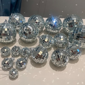 Lot de 6 boules disco argentées de 4cm pour décoration de fête, de Noël, de  mariage, effet d'éclairage