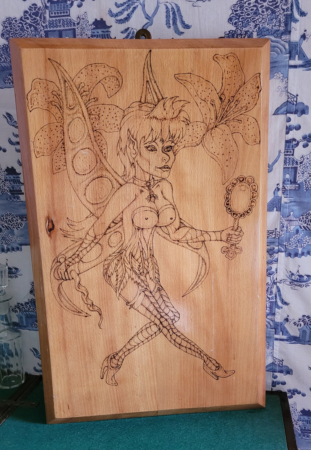 Beautiful Pyrography Style Pixie Wall Plaque - Etsy