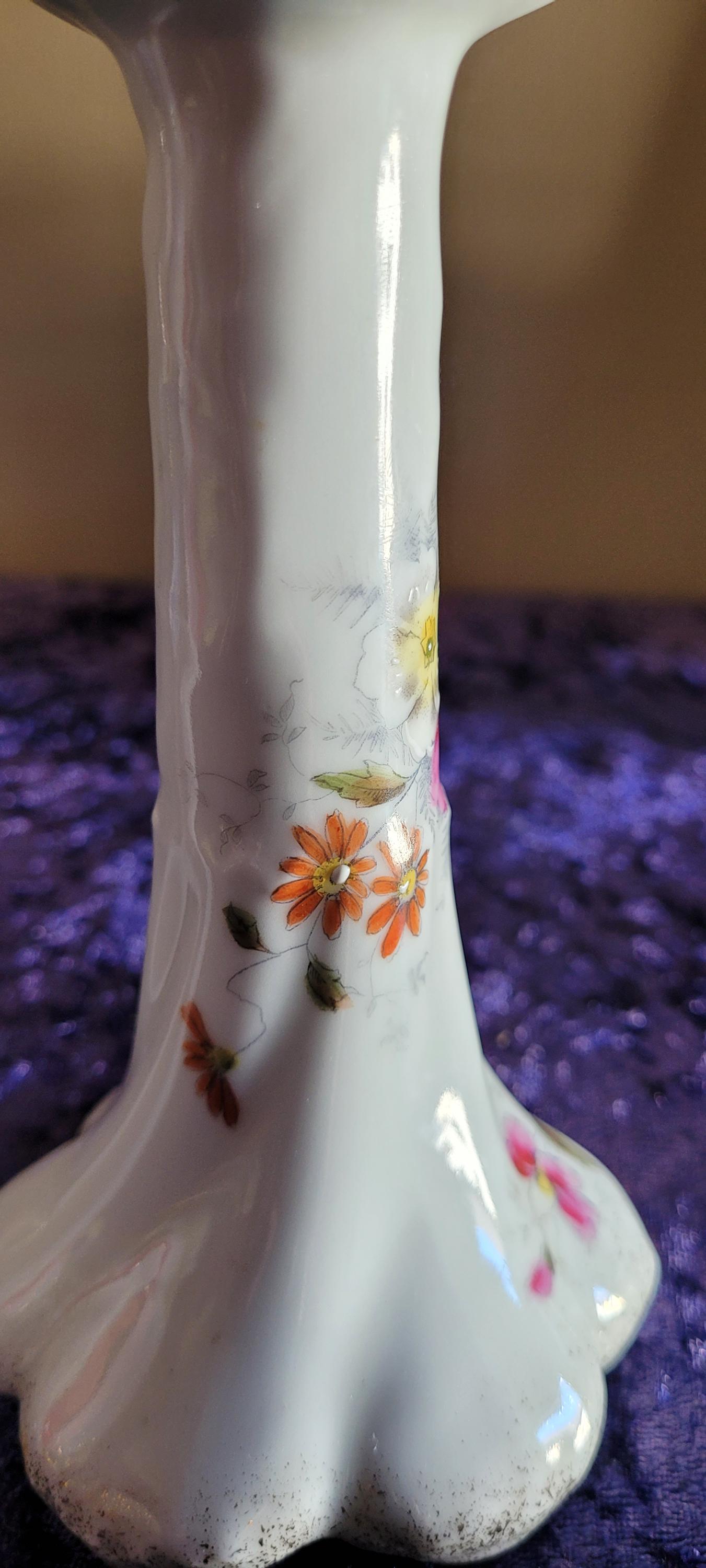 アンティークエナメル花柄キャンドルスタンド、手描きペア - Etsy 日本