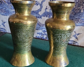 Lovely antique pair of Middle Eastern bronze vases