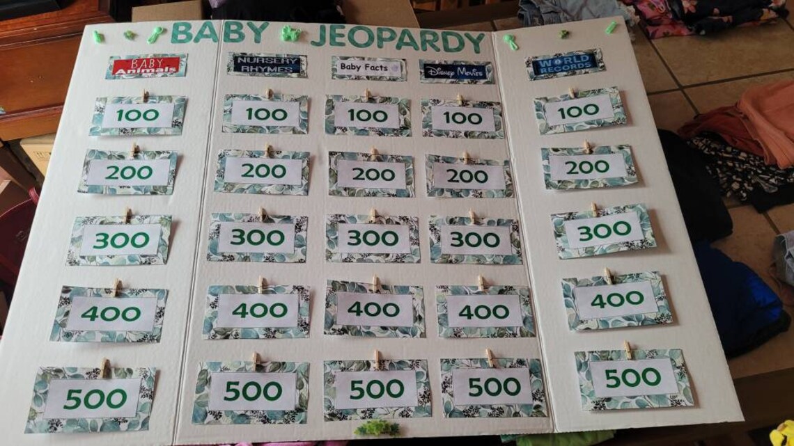 Baby Jeopardy Baby Shower Game Etsy