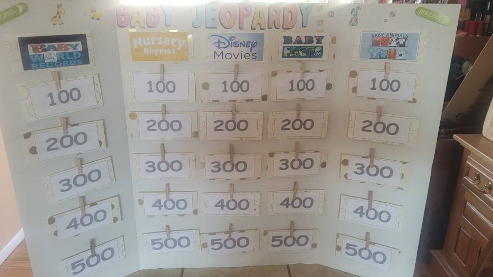 Baby Jeopardy Baby Shower Game Etsy
