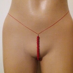 Rote Perle g - String / Micro G - String / Sexy Perlenhöschen / Extreme Mikro-Tanga / Hochzeit Dessous / Sexy Dessous / Geschenk für Sie