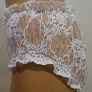 White Lace Ruffle Shorts/ Lace Sleeping Panties/ Wedding Shorts/ Sexy ...