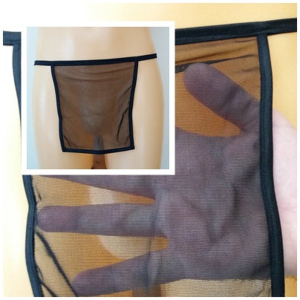 Black mesh transparent loincloth