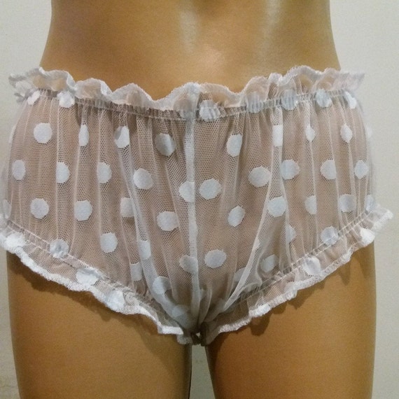 Polka Dot White Mesh Sissy Panties/ Mesh Sleeping Panties/ Wedding Shorts/  Sexy Shorts/ Sissy for Sleeping/ Womens Shorts -  Canada