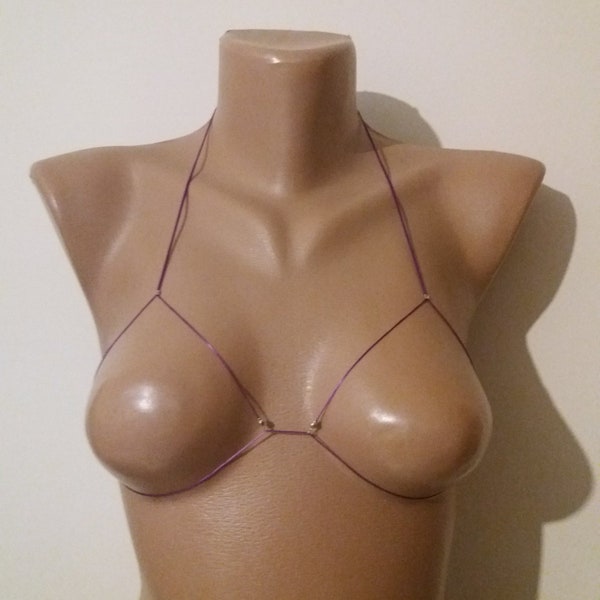Purple string bikini top/ Top bikini/ Extreme bikini/ Open triangle top