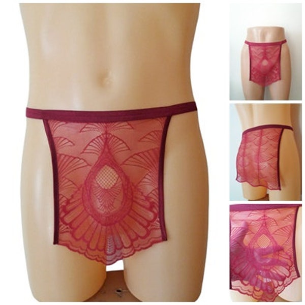 Dark red transparent loincloth