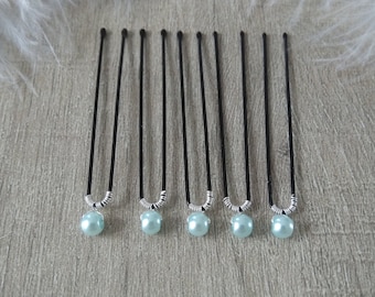 5 light blue pearly pearl bun pins Wedding hair accessories wedding bun boho bun bridal bun wedding bun low bun