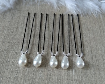 5 weiße Tropfen-Perlen-Dutt-Nadeln, Braut-Hochzeitsfrisur-Accessoires