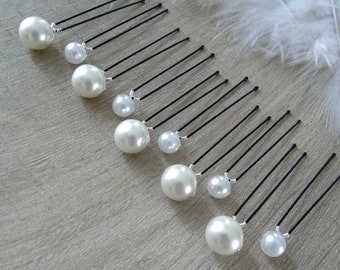 10 white pearly pearl bun pins Wedding bridal hair accessories