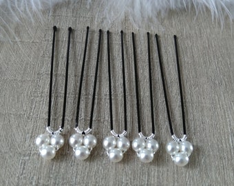 5 épingles chignon 3 perles nacrées blanches Accessoires coiffure mariée mariage chignon mariee chignon mariage coiffure mariage