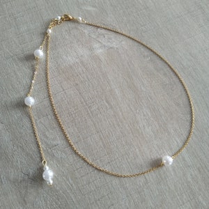 Bridal necklace and backless pendant jewel fine gold chain white pearly beads costume jewelry wedding jewelry bridal jewelry