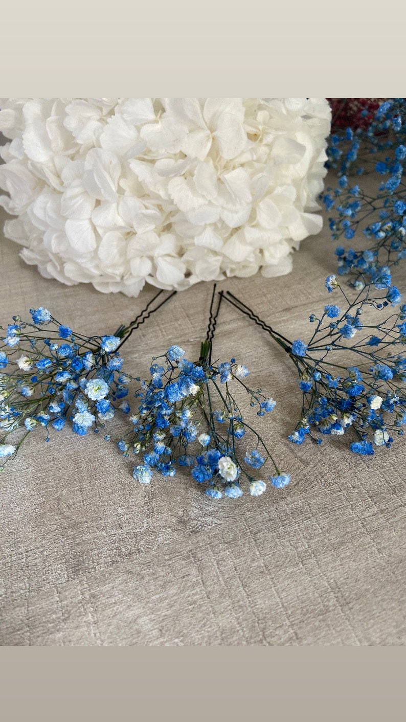 3 gypsophila hair pins Hair accessories Bridal bun wedding dried flowers image 7