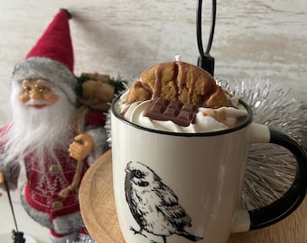 Bougie gourmande Bougie parfumée chocolat cookies Bougie cire soja Bougie végétale Bougie mug noel Bougie cookies noel Idée cadeau noel