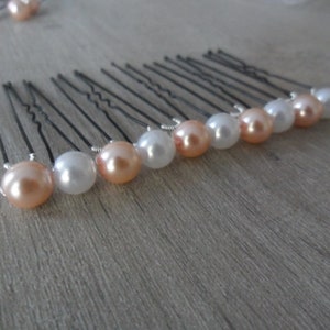 10 bun pins white pearly pearl pink pearly pearl light pink powder Bridal wedding hairstyle accessories