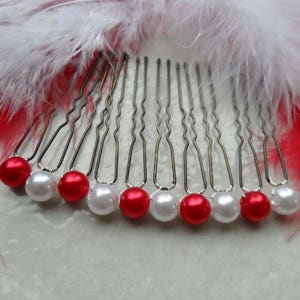 10 bun pins white pearly pearl red pearly pearl Bridal wedding hairstyle accessories
