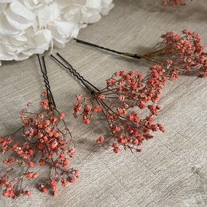 3 gypsophila hair pins Hair accessories Bridal bun wedding dried flowers image 4