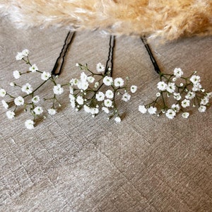 3 gypsophila hair pins Hair accessories Bridal bun wedding dried flowers