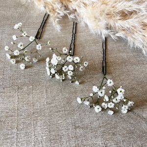 3 épingles cheveux gypsophile Accessoires coiffure Chignon mariée mariage fleurs séchées image 2