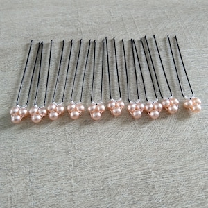 10 épingles chignon 3 perles nacrées rose poudré accessoires coiffure mariée mariage chignon mariée chignon mariage rose poudré image 1